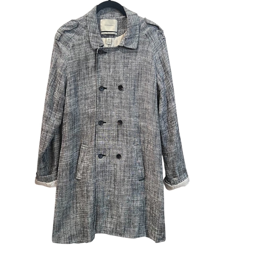 Maison Scotch Gray White Tweed Coat‎ Mid Trench Overcoat